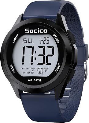 Reloj Digital para Hombre, Deportivo, Militar, Resistente al Agua, Cronógrafo para Hombre con Iluminación LED, Alarma y Fecha (Azul)