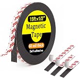 Jianwen Magnetic Tape, 15 Feet x 1/2 Inch Magnet Tape with Adhesive Backing | Magnetic Strip, Self-Adhesive, Ideal for Classroom Projects, Crafts and Home Organization