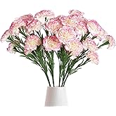IPOPU 27.56in Carnations Artificial Flowers 6pcs 30 Heads Silk Carnations Flowers with Stems for Wedding Home Table Centerpieces Floral Arrangements Decor(Pink Edge)