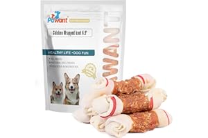 Pawant Dog Treats Chicken Wrapped Rawhide Bones for Small Dog Treats Puppy Chews Snacks Promotes Healthy Chewing Chicken Wrapped Knot 6.5" 1lb