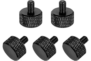 MECCANIXITY 5 Pcs M4x6mm Flat Head Knurled Thumb Screws, Solid Aluminum Alloy Fully Threaded Thumbscrew Bolts Fasteners for PC Computer Cases Graphics Card, Black