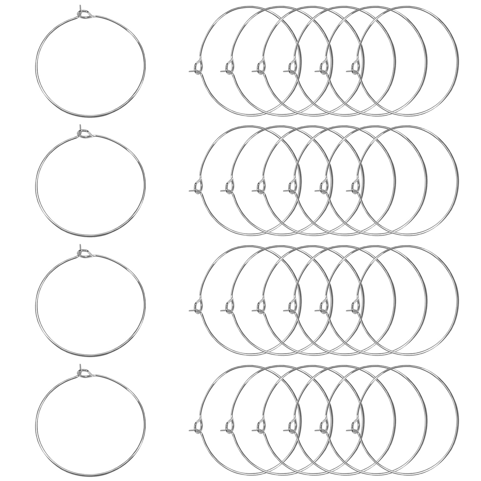 TOAOB 100pcs Wine Glass Charm Rings 25mm Silver Earring Beading Hoop for DIY Jewellery Wine Glass Markers