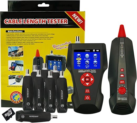 Amazon Com Cable Tester Wire Tracker Rj45 Rj11 Bnc Length Tester With 8 Remote Identifier Poe Ping Data Storage Function And Port Flash Free Tf Card Home Improvement