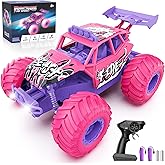 Meislane Remote Control Car, All Terrain RC Cars with Speed Switch RC Truck with LED Headlight and Rechargeable Batteries, 20KM/H Monster Truck Toys Gift for Girls Age 6-8 8-12, Pink