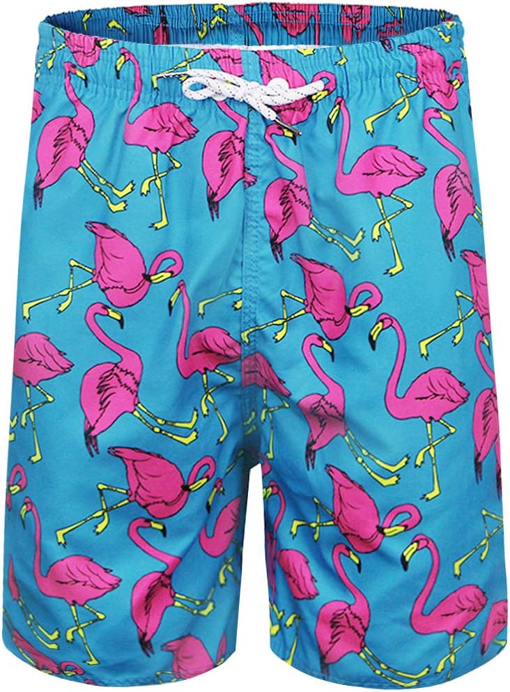 Mens Printed Swim Trunks Beach Shorts with Drawstring