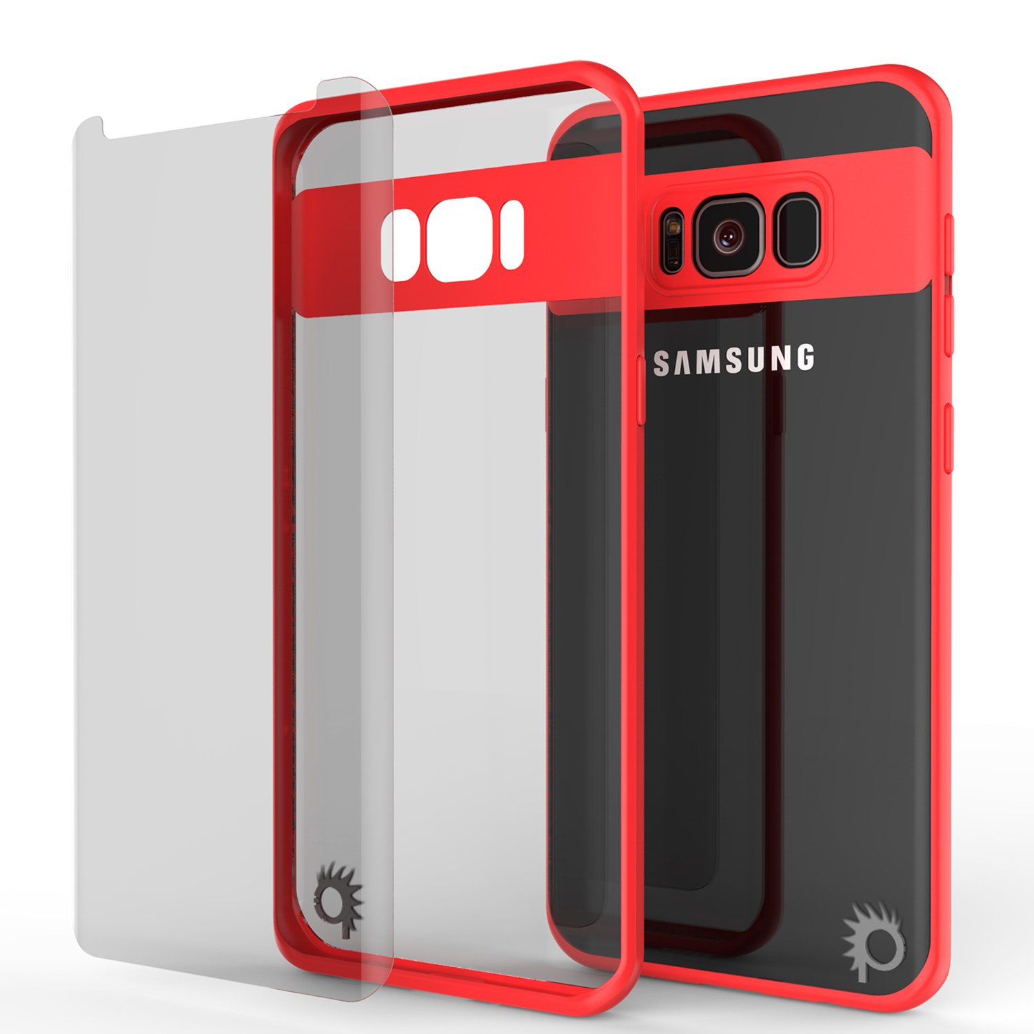 Galaxy S8 Plus Case, Punkcase [MASK Series] Full Body Hybrid Dual Layer TPU Cover [Clear Back][Non Slip][Ultra Thin Fit] W/Protective PUNKSHIELD Screen Protector for Samsung Galaxy S8 + [RED]