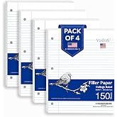 WritePads College Ruled Loose Leaf Paper, 600 Sheets Bulk Notebook Paper, 8"x10-1/2" 3 Hole Punched Filler Paper, Fits Standard 3-Ring Binder, 65lb Thick Paper, Made in USA
