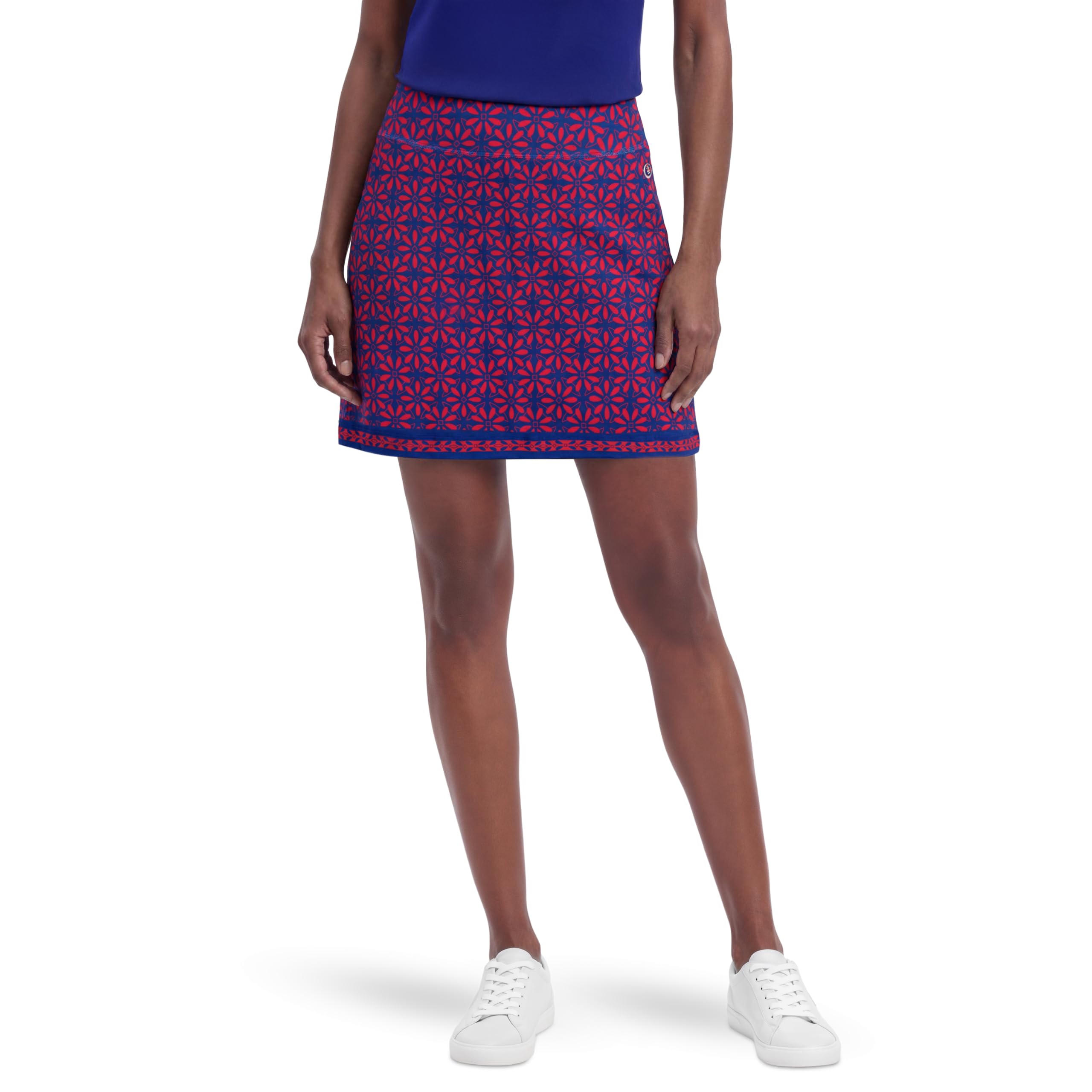 Izod Women’s Activewear A-Line Skort with Athletic Performance Stretch, Soladite Blue Daisies, X-Small
