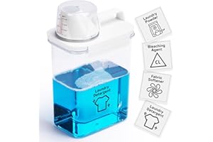 BIKKII Laundry Detergent Dispenser-1 Pack, 61 oz Detergent Dispenser with 4 Removable Labels, Laundry Soap Dispenser for Laundry Room Organization and Storage, BPA Free & PET Plastic Clear
