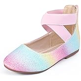 Hehainom Girls Dress Shoes Toddler Little Kids Gracy Ballet Mary Jane Ballerina Flats with Elastic Ankle Strap