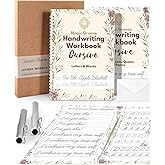 UNCLE EJ® Grooved Cursive Handwriting Workbook Kit - Large Cursive Workbook for Kids 8-12 and Adults, Magic Reusable Grooved 