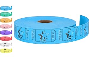 Tacticai 1000 Raffle Tickets, Star, Blue (1 of 8 Colors), Single Roll, Ticket for Events, Entry, Class Reward, Fundraiser & Prizes