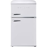 Galanz GLR31TWEER Retro Compact Refrigerator, Mini Fridge with Dual Doors, Adjustable Mechanical Thermostat with Freezer, White, 3.1 Cu FT