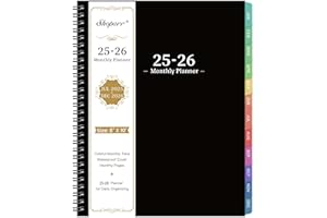 SHOPARR Monthly Planner 2025-2026 - JUL 2025 - DEC 2026 Monthly Planner/Calendar, Planner with Colorful Tabs, Planner for Daily Organizing - Waterproof Cover (8" x10", Notes Pages, Black)