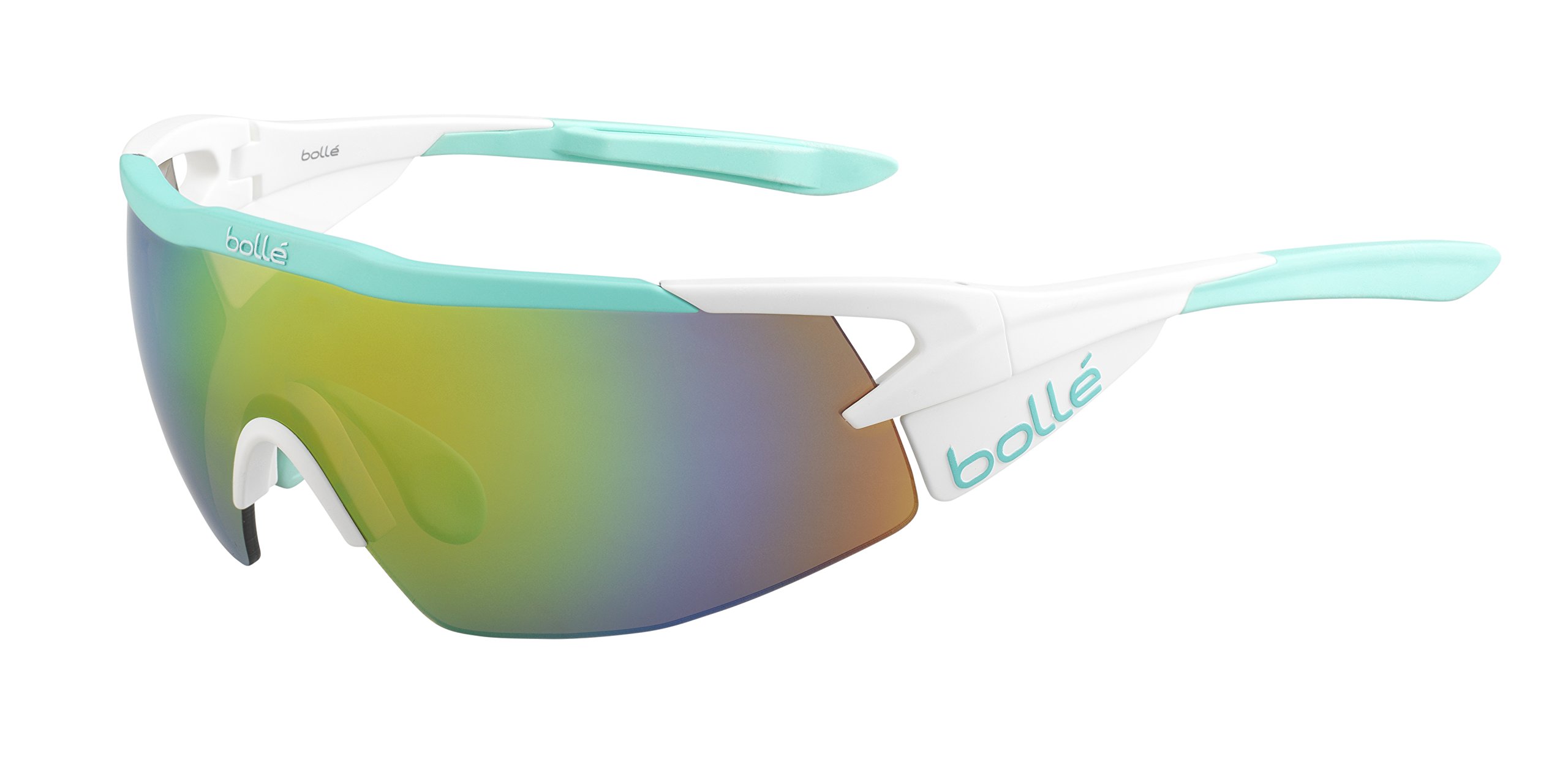 Bolle Aeromax Sunglasses, unisex adult, 12270, Matte White/Mint, Medium