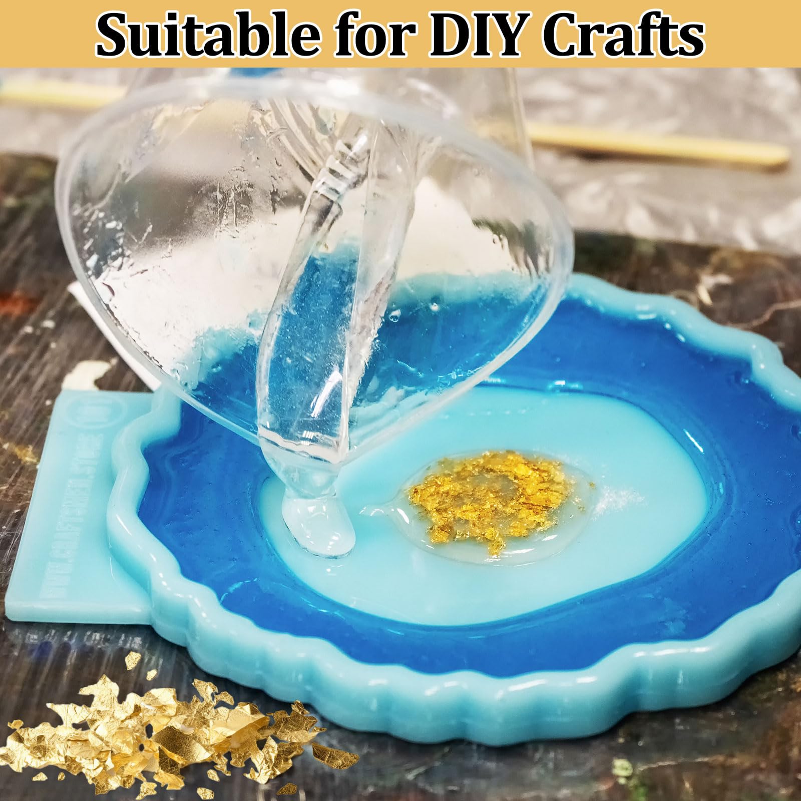 Gold Leaf Sheets, 200/400 Pcs Available, Gold Foil Sheets, Gold Flakes for Art & DIY Projects, Resin, Gilding Crafting, Nails, Furniture, Home Decor - 5.5