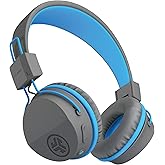 JLab JBuddies Studio Wireless On-Ear Kids Headphones, Graphite/Blue, 13 Hour Battery Life, Studio Volume Safe, Volume Limiter, Folding, Adjustable, Noise Isolation, with Mic