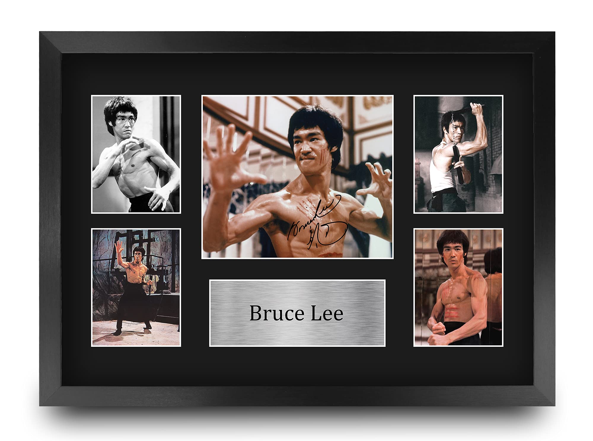 HWC Trading FR A3 Bruce Lee Gifts Printed Signed Autograph Picture Display for Movie Memorabilia Fans - A3 Framed