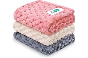 Luciphia 300GSM Fleece Dog Blanket for Small Medium Large Dogs 3D Jacquard 1 Pack 3 Flannel Puppy Cat Pet Throw Blankets Soft Washable Decorative Furniture Protect Pcs3-Grey/White/Pink, S(23''x16'')