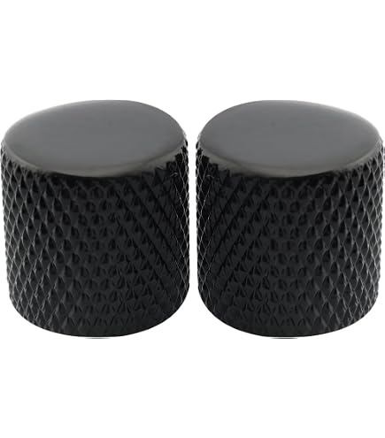 Rubatone Metal Guitar Knobs - Dome Control Knobs With Black Knurled Barrels For Telecaster & Stratocaster