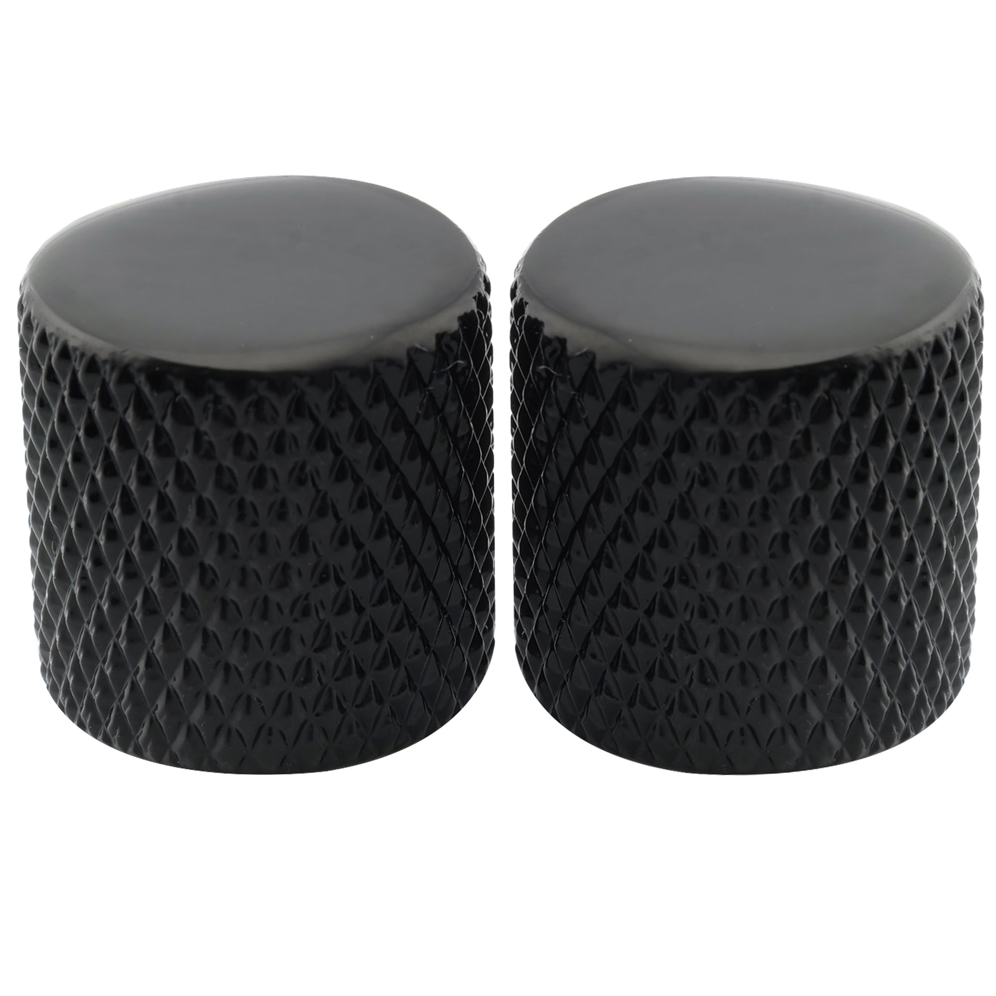 Musiclily Pro Inch Fine 24 Splines Steel Flat Top Knobs Push-on Control Knob for USA Electric Guitar or Bass, Black (Set of 2)
