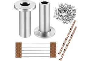 CKE 200 Pack T316 Stainless Steel Protector Sleeves for 1/8" Wire Rope Cable Railing, Marine Grade Protective Sleeves Deck Cable Railing Kit for Wood Posts DIY Balustrade, CR01