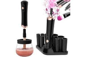 Senbowe Upgraded Makeup Brush Cleaner and Dryer Machine, Electric Cosmetic Automatic Brush Spinner with 8 Size Rubber Collars, Wash and Dry in Seconds, Deep Cosmetic Brush Spinner for All Size Brushes
