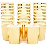 50 Pack 9oz Gold Party Disposable Cups for Hot Drinks, Party Supplies, Weddings, Bridal Showers