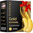 PLANTIFIQUE Under Eye Patches for Puffy Eyes and Dark Circles - 20 Pairs Gold Eye Masks with Collagen, Caffeine, Cooling Patc