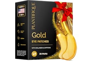 PLANTIFIQUE Gold Eye Patches for Puffy Eyes | 20 Pairs | Gifts | Under Eye Masks for Dark Circles | Puffiness Eye Gels | Eye Mask Skincare