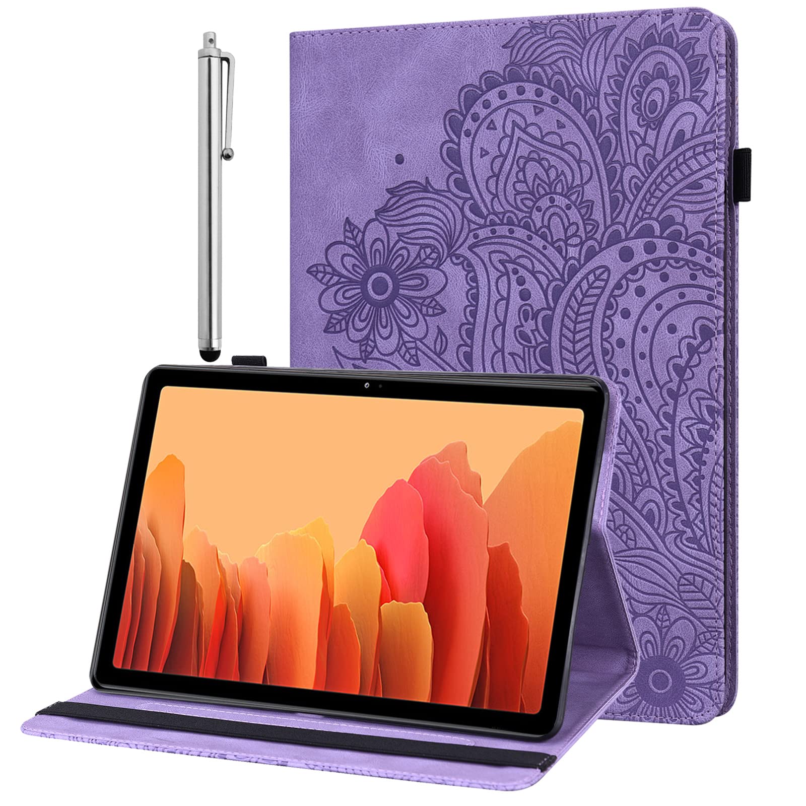 GLANDOTU Case for Lenovo Tab M10 Plus 3rd Gen 10.6" 2022 (TB125FU/TB128FU/TB128XU),Flip Wallet PU Leather Cover with Pen Holder for Lenovo Tab M10 Plus (3rd Gen) Tablet Case (free Stylus Pen) 【Purple】