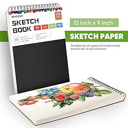 Soucolor 9" x 12" Sketch Book, 1-Pack 100 Sheets