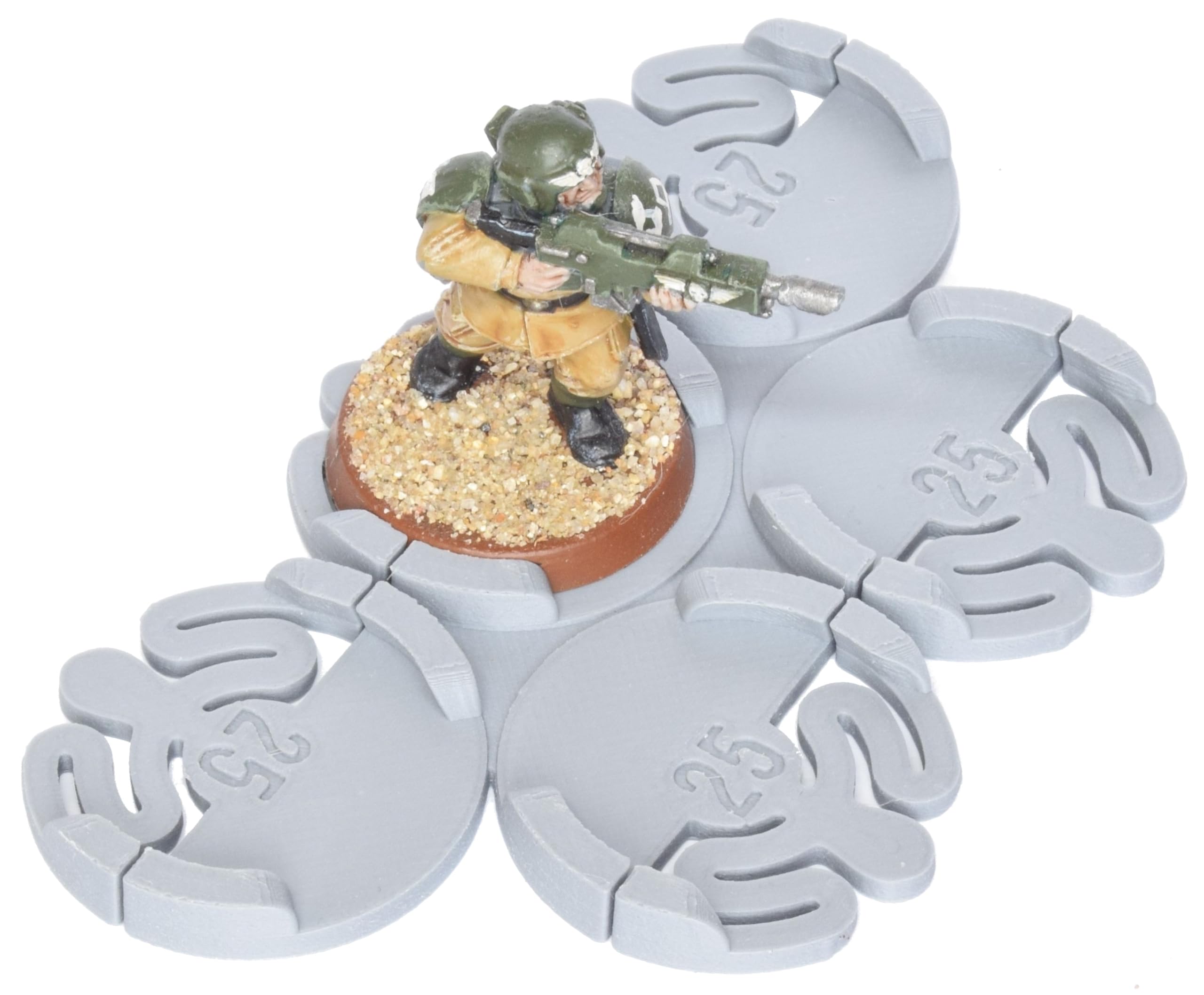 Miniature Mods - Movement Trays - 4 pack - round bases - 5 models in staggered formation - storage, transport, and organisation - Grey (25mm)