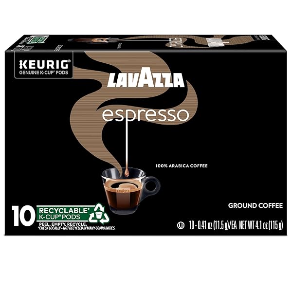 LAVAZZA ESPRESSO, SINGLE-SERVE KEURIG K-CUP PODS, MEDIUM ROAST COFFEE, 10-COUNT BOX