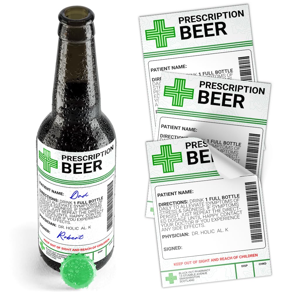 Beer Prescription Medical Alcohol Bottle Gift Funny Drinks Sticker Label (12)