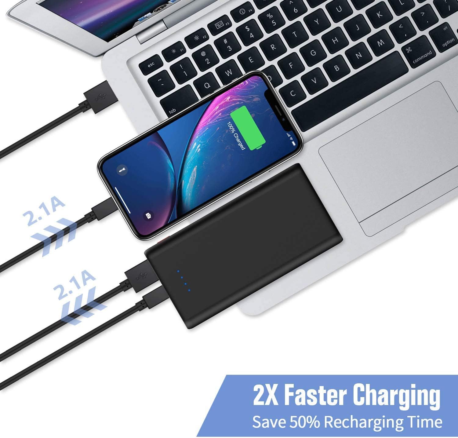 Portable Charger Power Bank 25800mAh, Ultra-High Capacity Fast Phone Charging with Newest Intelligent Controlling IC, 2 USB Ports External Cell Phone Battery Pack for iPhone,Samsung Android,Table etc