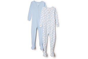 Amazon Essentials x Sofia Grainge Unisex Toddlers and Babies' Snug-Fit Cotton Footed Pajamas, Pack of 2