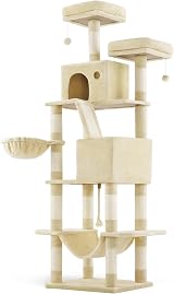 Feandrea Cat Tree 206 cm Large Tower with 13 Scratching Posts Beige PCT190M01V1 view 1