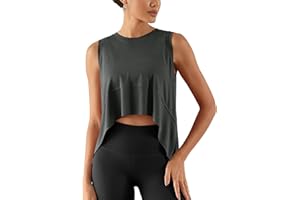 ODODOS Modal Soft Sleeveless Crop Top for Women Athletic Tee Gym Workout Cropped Yoga Tank