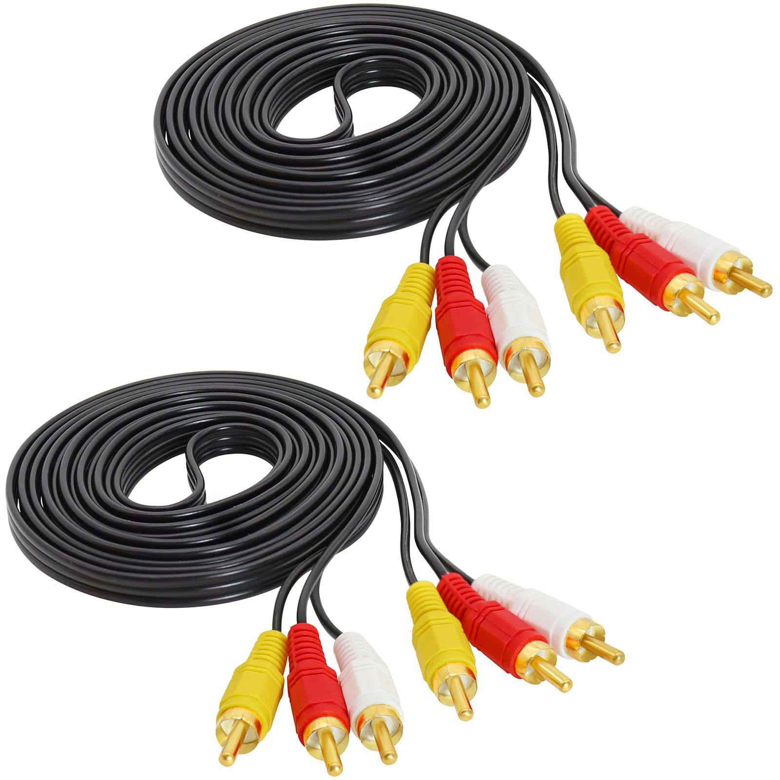DR. WATCH ​[2-Pack] 3 RCA Male to 3 RCA Male Cable - 3M/9.84ft Audio Video AV Cable for TV/DVD/Home Theater - Gold-Plated Connectors, Oxygen-Free Copper [RL71]