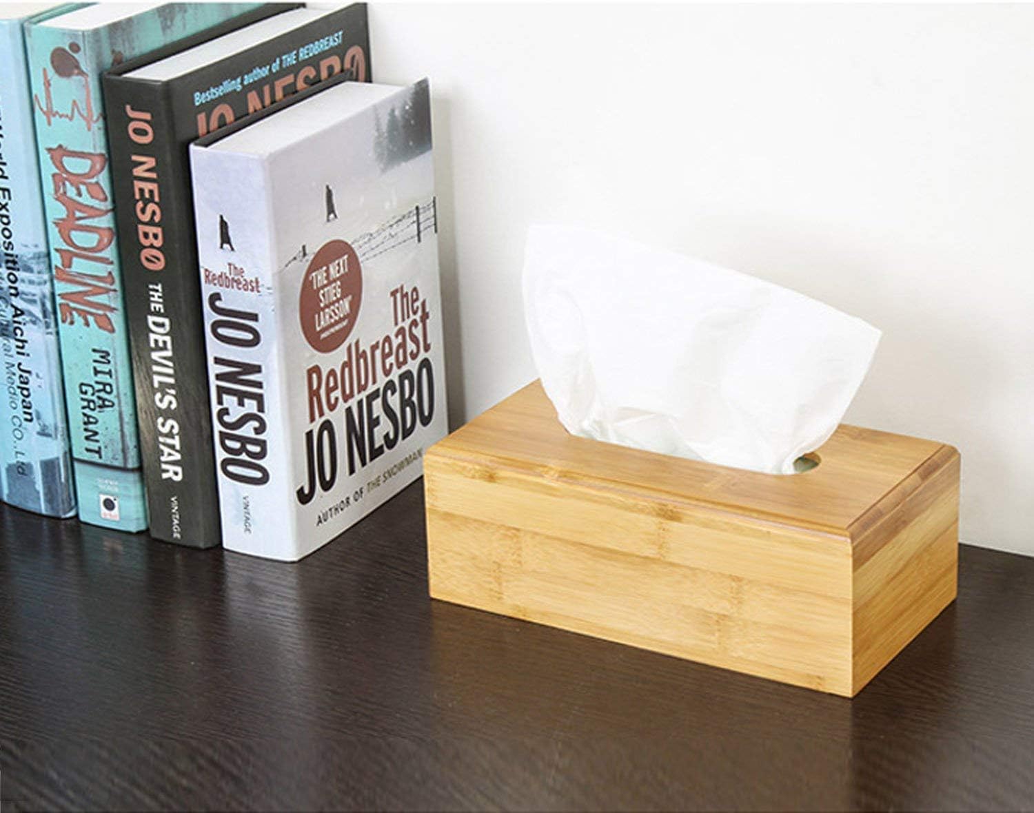 FWQPRA® Wooden Tissue Paper Rectangular Holder Bamboo Wood Tissue Box Holder Rectangular Tissue Holder Dispenser for Dining Room, Kitchen, Bedroom Dressers and Home Decor