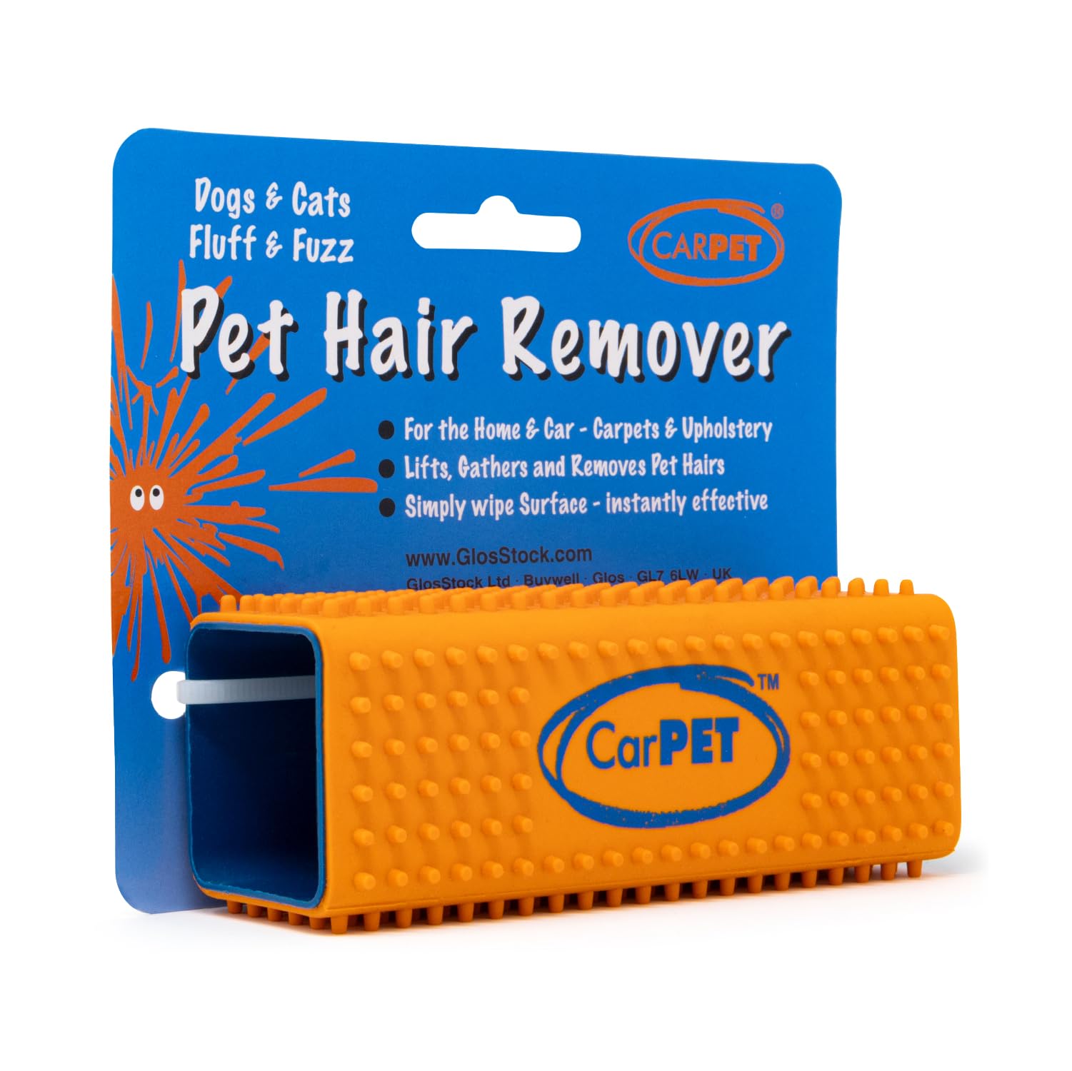 CarPET Carpet Pet Hair Remover, For Your Home & Car Interior, Carpet, Sofa, Clothes & Upholstery - Works With All Animals - Instantly Lifts, Gathers & Removes All Pet Hair (Orange) — image 1