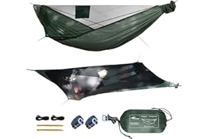 NomadNest 11ft Camping Hammock with Net and Ridge Rope, Detachable Full-Open Mesh, Lightweight Portable Hammocks for Camping 