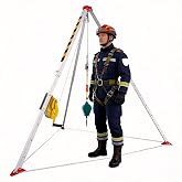 Heavy Duty 2600LBS Confined Space Tripod Kit, Rescue Tripod and Winch with 98FT Steel Cable, Tripod Lifting Hoist &amp; Retrieval System, 4.4-7.1ft Adjustable Legs for Manhole Sewer Rescue