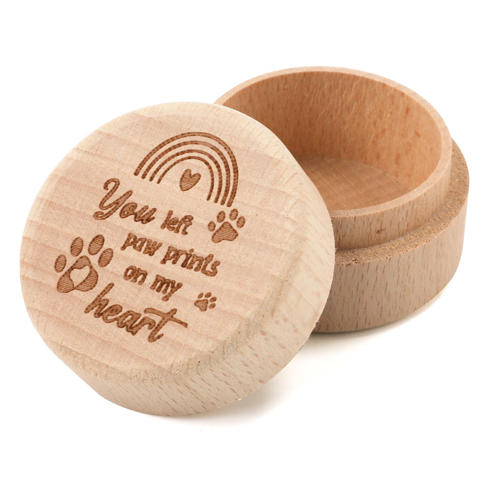 Pet Keepsake Box, Wooden Pet Loss Sympathy Gifts Memorial Gifts Pet Memory Urn Container with Pet Paw Engraving for Storing Cats Dogs Hair, Whiskers, Fur, Teeth, Nails, Bone, Ashes (Rainbow Pattern)