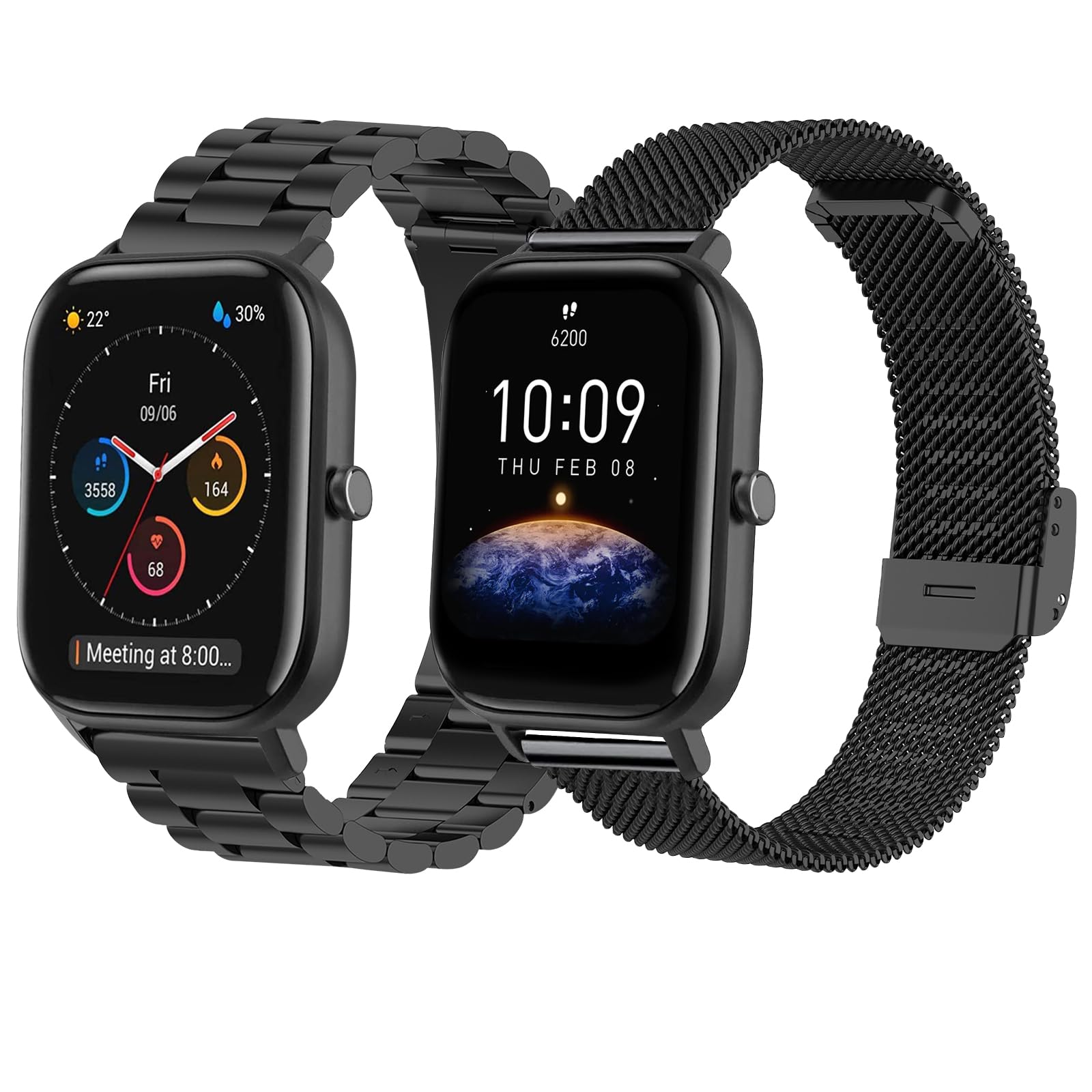 Xisair 2 Straps Compatible with Amazfit GTS 4 Metal Wristbands for GTS 4mini/GTS 3/2/2e/2mini Strap Bip 3/3Pro Watchband GTR 42mm/GTR Mini Stainless Steel Wristbands 20mm Replacement Wristband
