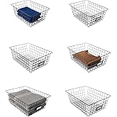 鶹 Basics Wire Storage Baskets for Organizing, Black, Pack of 6