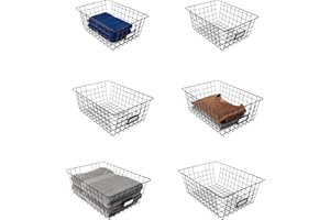 鶹 Basics Wire Storage Baskets for Organizing, Black, Pack of 6
