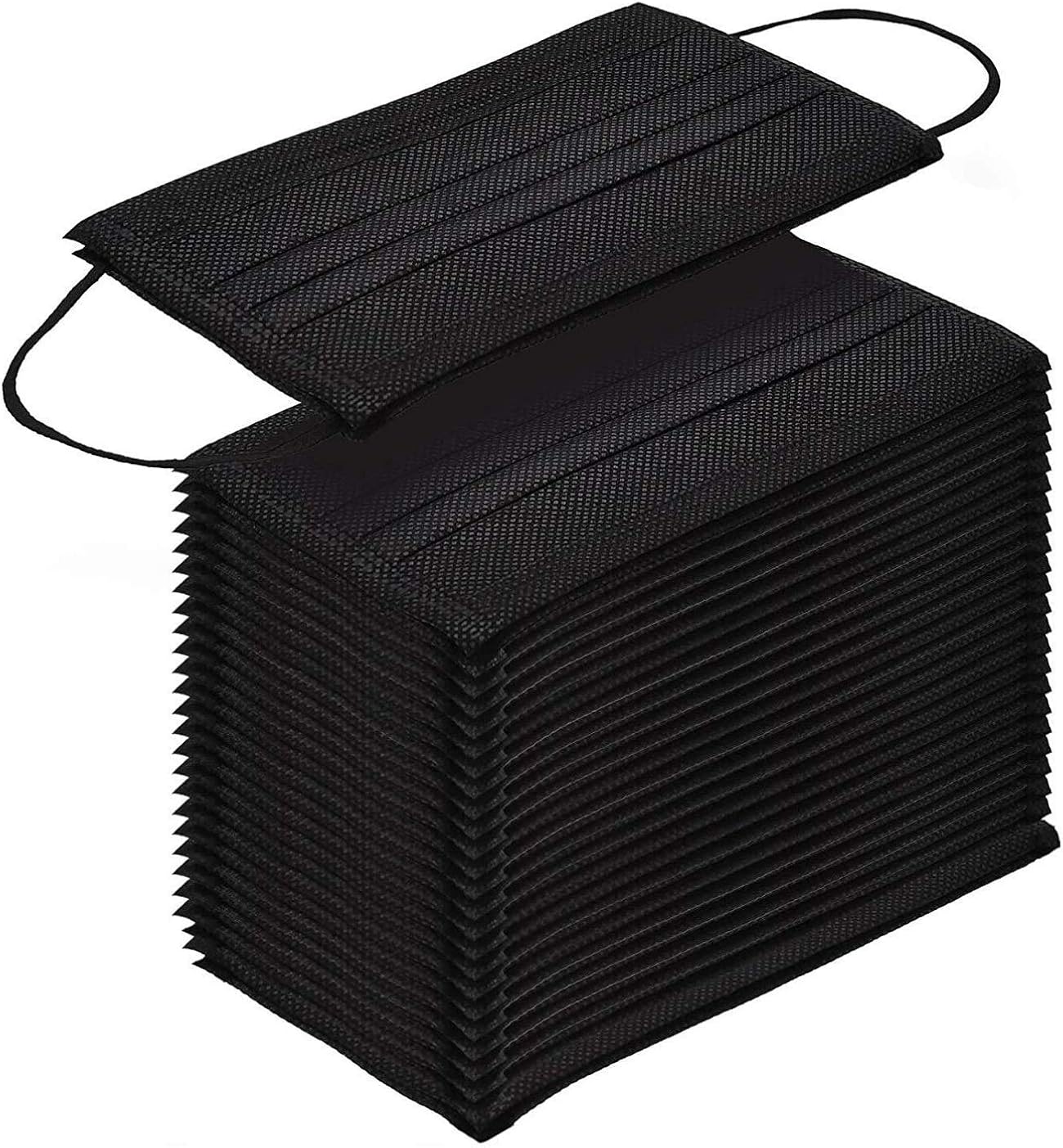 Komonee Box of 50 Disposable Black Face Masks: 3 Ply High Filtration & Dustproof Mouth Cover Covering