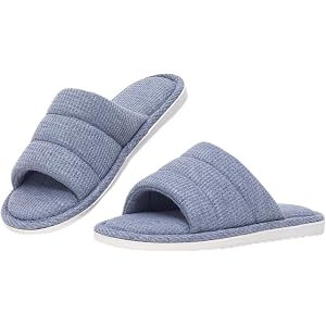 AWFI Summer House Slippers for Women, Open Toe Womens Slippers | Cozy, Comfort, Soft, Memory Foam, Slip On， Rubber, Indoor Ou